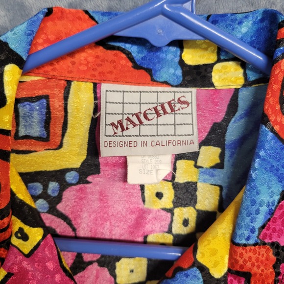 Matches California Vintage 80s 90s Abstract Art to Wear Blouse Size‎ 14 - Picture 2 of 6